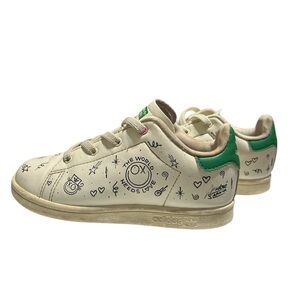 Adidas Kids Sneakers - Cream/White with Green Accents